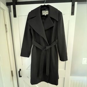 London Fog Heritage Grey Wool-Blend Wrap Coat